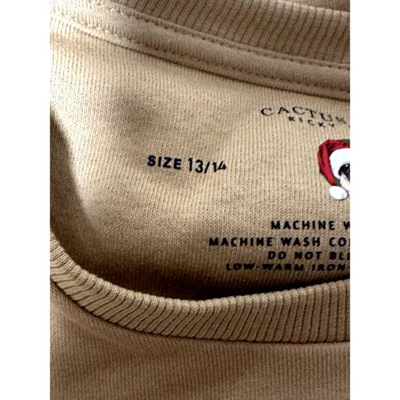 Cactus Boy Tan Khaki "Hey Santa" Santa Dab Long Sleeve Sweatshirt 13/14  NWT - Picture 8 of 9